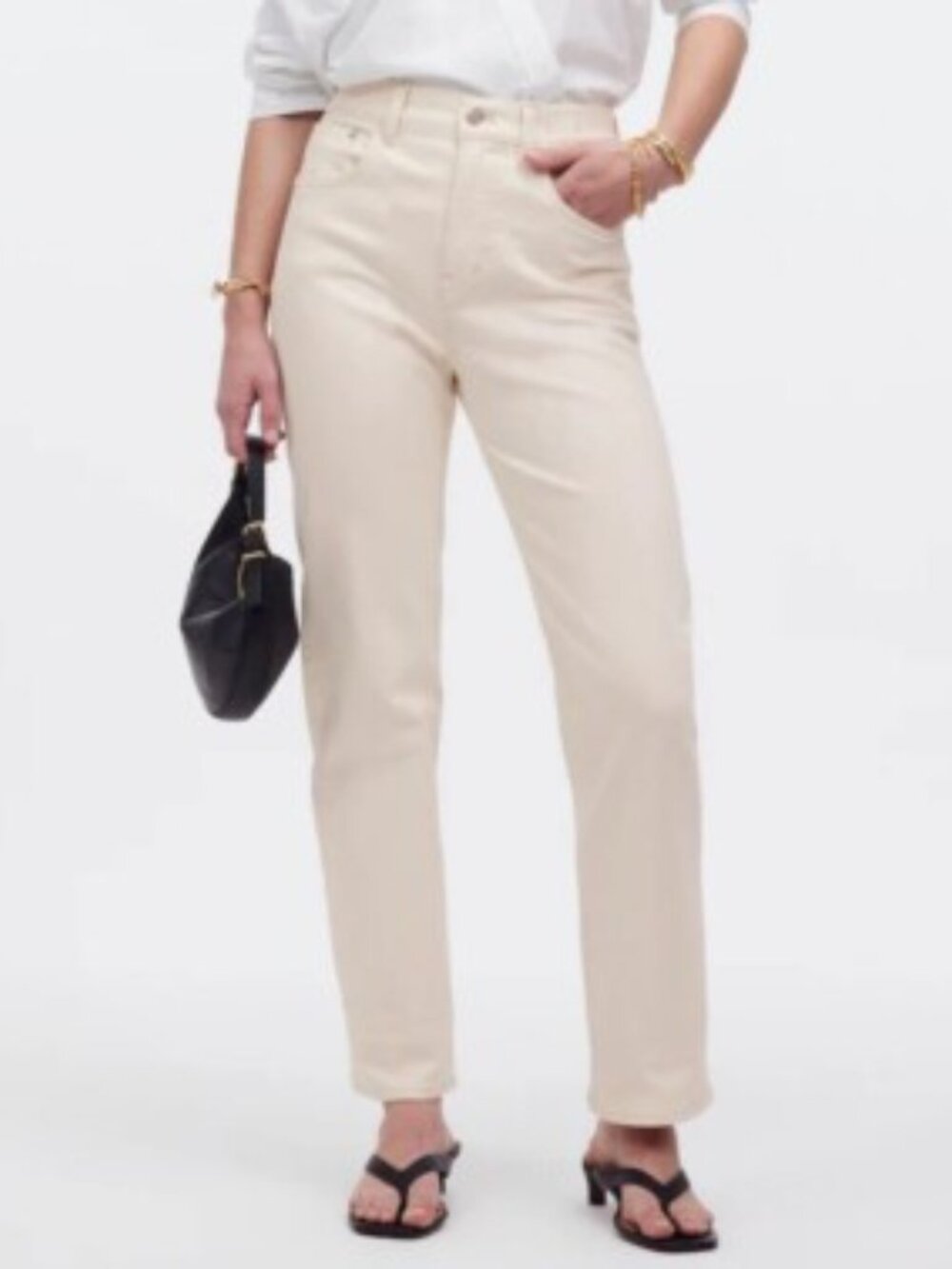 Madewell High-Rise '90s Straight Leg Jeans Cream Off-White (Size 23)